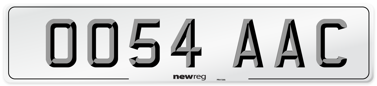 OO54 AAC Number Plate from New Reg